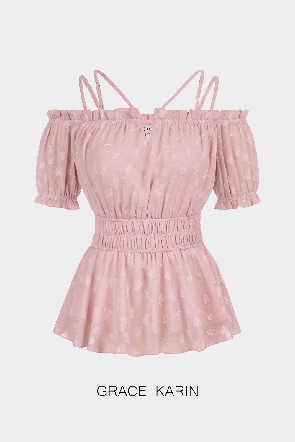 GRACE KARIN Smocked Waist Dual Straps Off Shoulder Pullover Tops sold by Grace Karin product image thumbnail 5