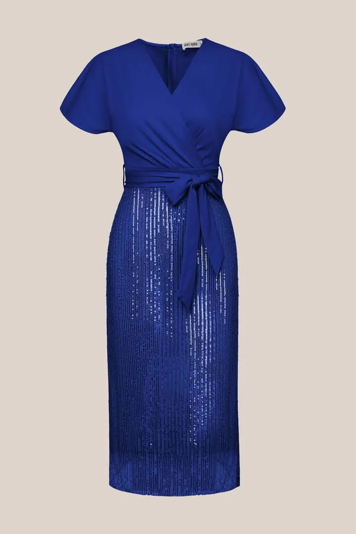 Sequined V Neck Party Long Dress - Pink sold by Grace Karin product image thumbnail 3