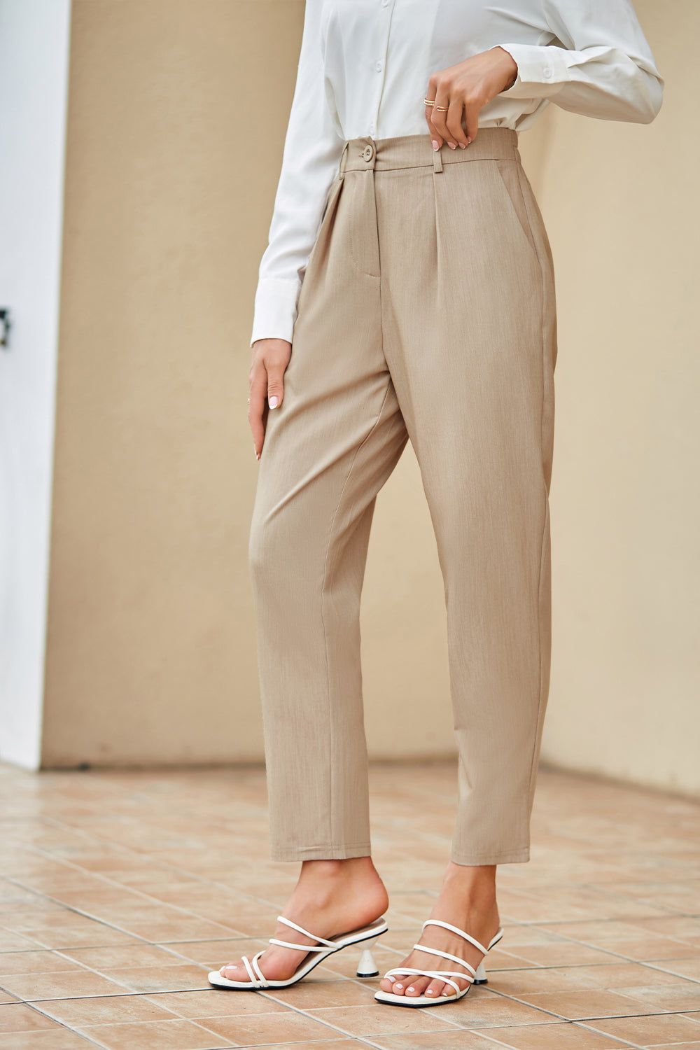 GK Women Elastic Waist Capris Casual High Waist Capri Pants Cropped Pants sold by Grace Karin product image thumbnail 3