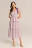 V-Neck Sleeveless Elastic Waist Tiered Flared Floral Midi Dress - Purple sold by Grace Karin