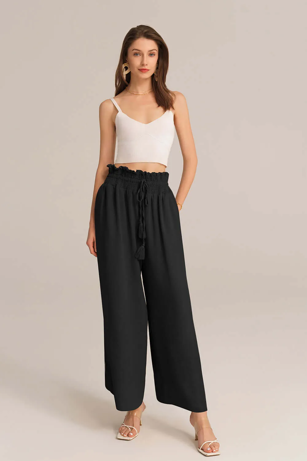 Bohemia Elastic Drawstring Waist Wide-leg Pants sold by Grace Karin