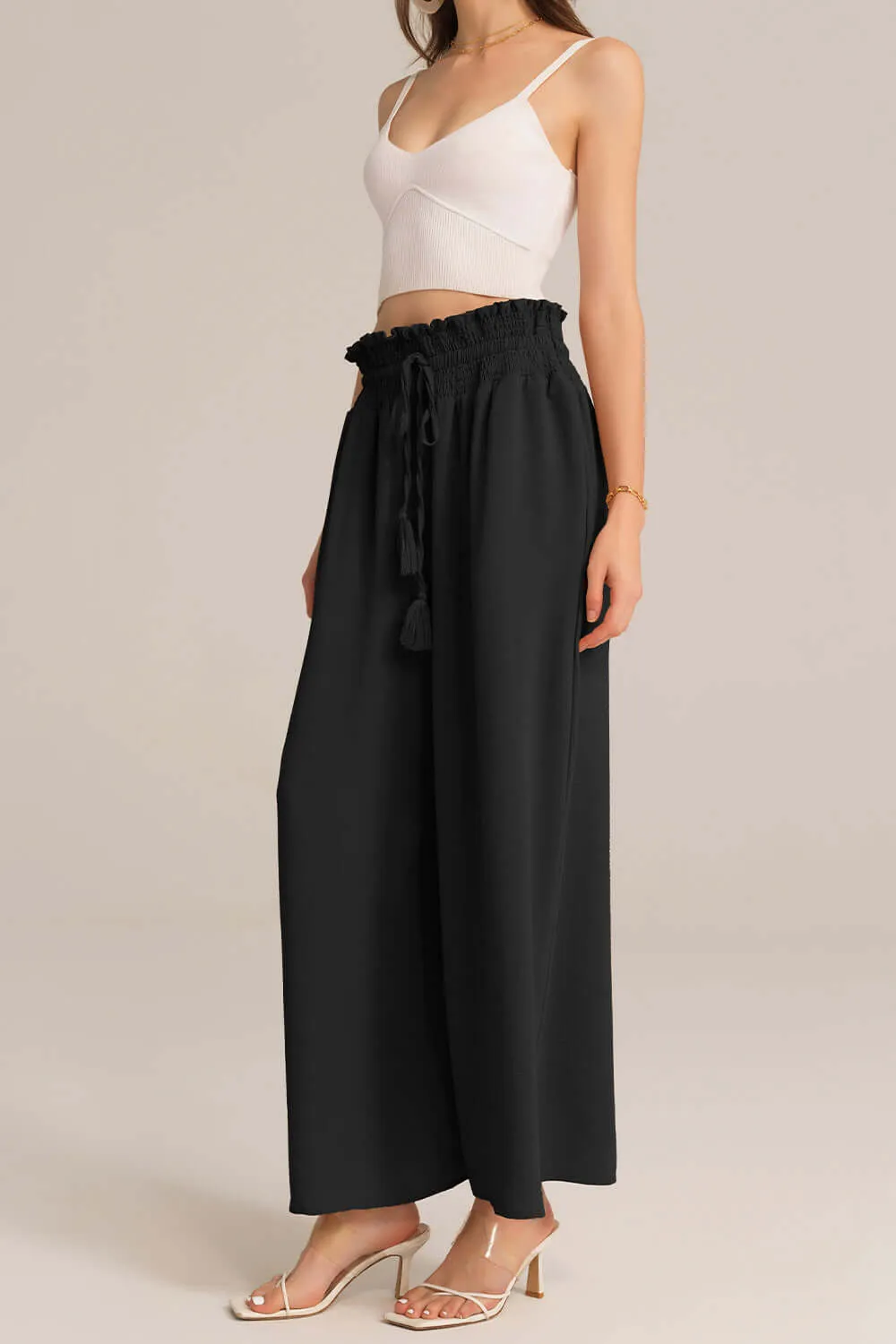 Bohemia Elastic Drawstring Waist Wide-leg Pants sold by Grace Karin product image thumbnail 4