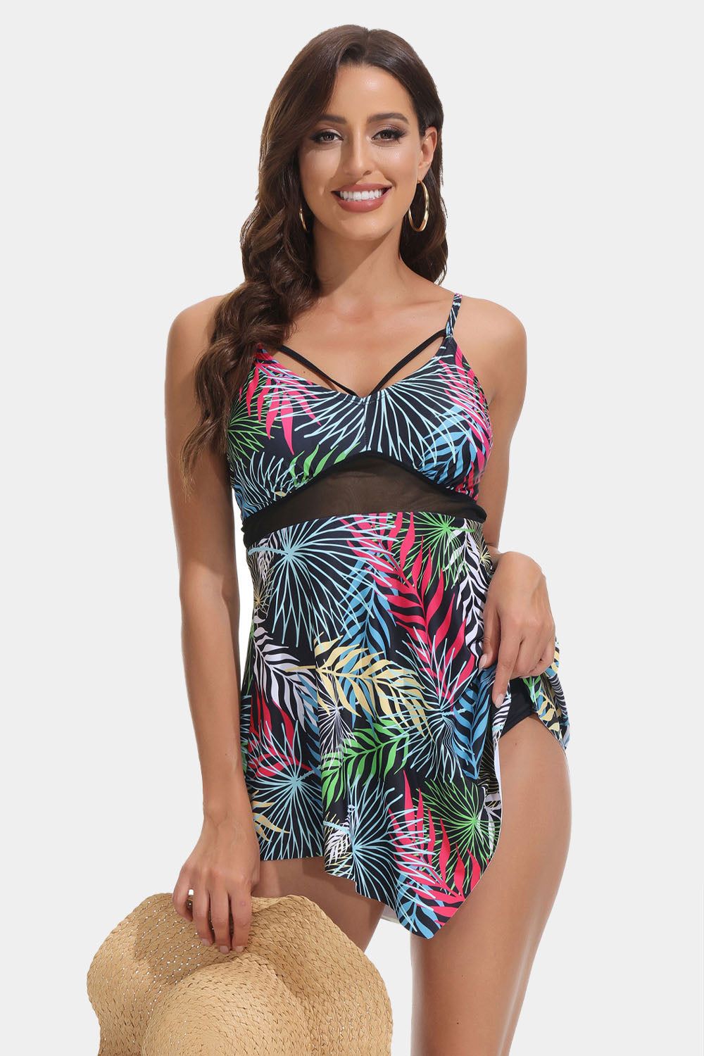 【$19.99 Flash Sale!】GRACE KARIN Women 2pcs Set Swimsuit See-Through Mesh Patchwork Swim Dress+Briefs sold by Grace Karin