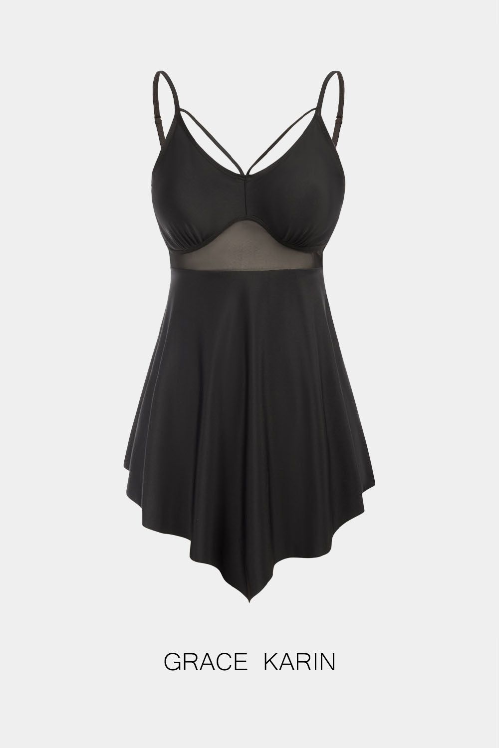 【$19.99 Flash Sale!】GRACE KARIN Women 2pcs Set Swimsuit See-Through Mesh Patchwork Swim Dress+Briefs sold by Grace Karin product image thumbnail 4