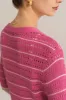 Hollowed-out Short Sleeve V-Neck Stripped Knitted Cardigan - Pink sold by Grace Karin