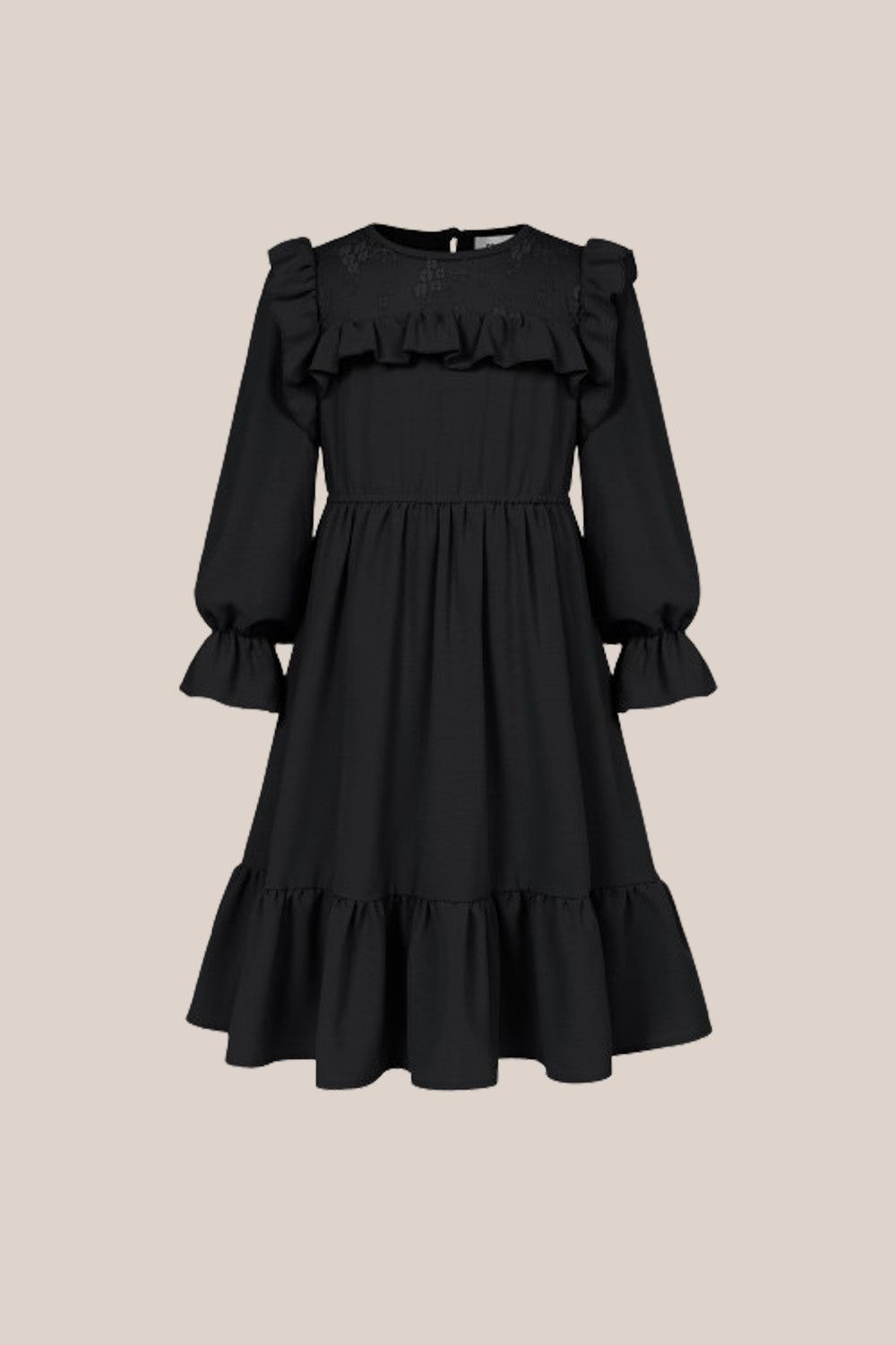 GK Kids Elastic Waist Dress Long Sleeve Crew Neck Ruffle Decorated A-Line Dress sold by Grace Karin product image thumbnail 2