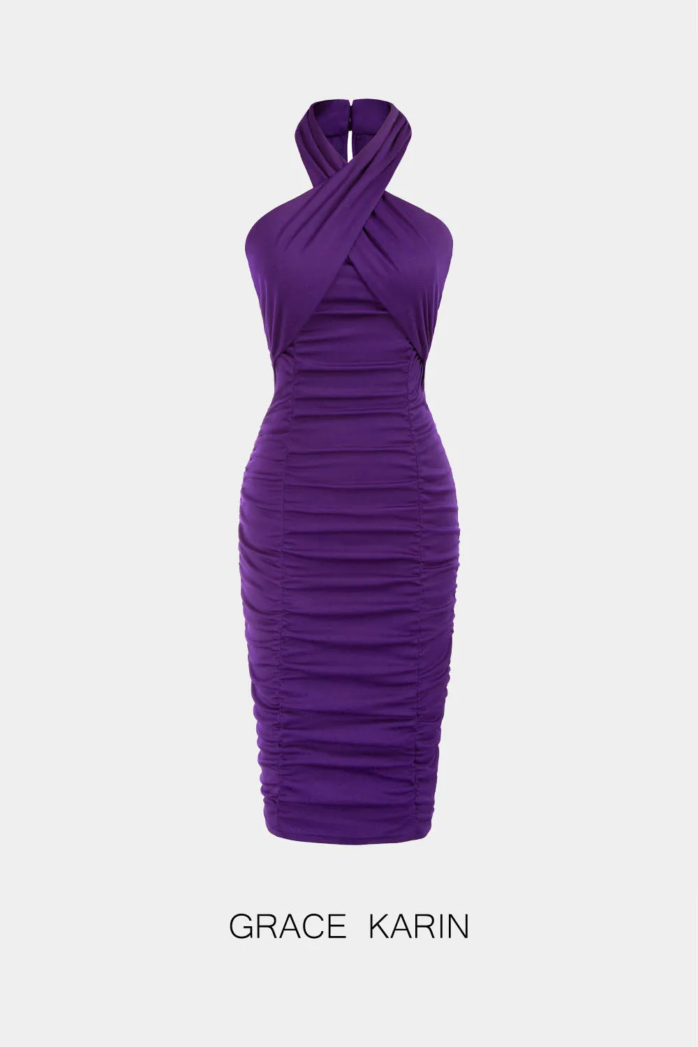 GRACE KARIN Ruched Halterneck Knee Length Bodycon Dress sold by Grace Karin product image thumbnail 3
