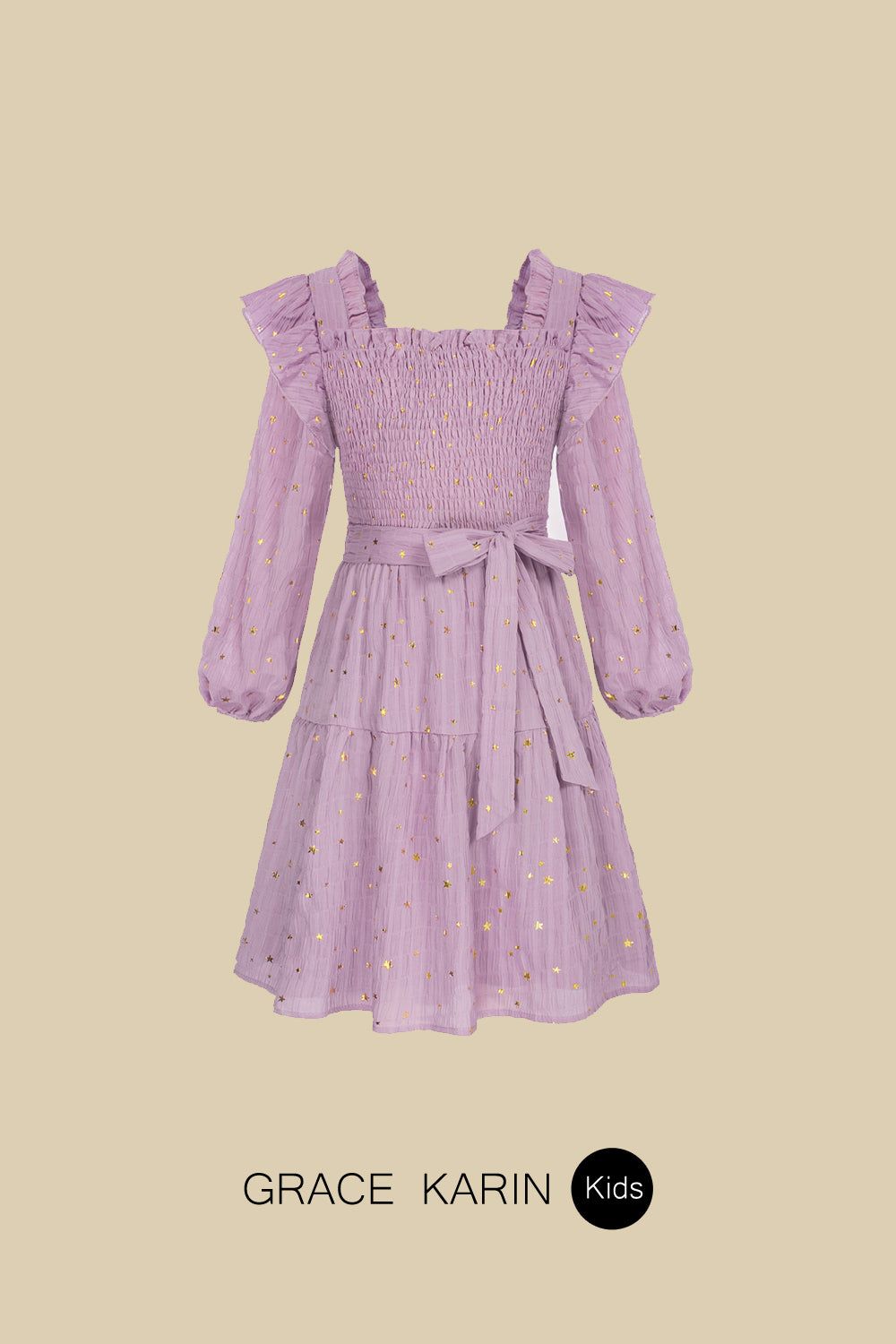 GRACE KARIN Little Girls Tiered Long Sleeve Square Neck Flared Dress sold by Grace Karin product image thumbnail 9