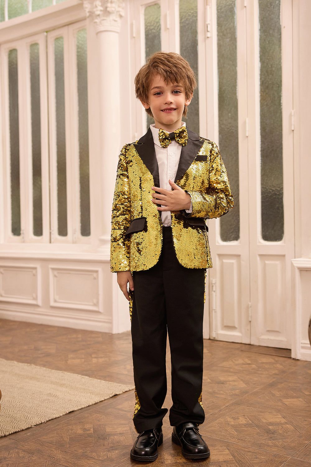 GK Boys Sequined Party Suits Kids Peak Lapel Two-Button Blazer Coat+Pants sold by Grace Karin product image thumbnail 5