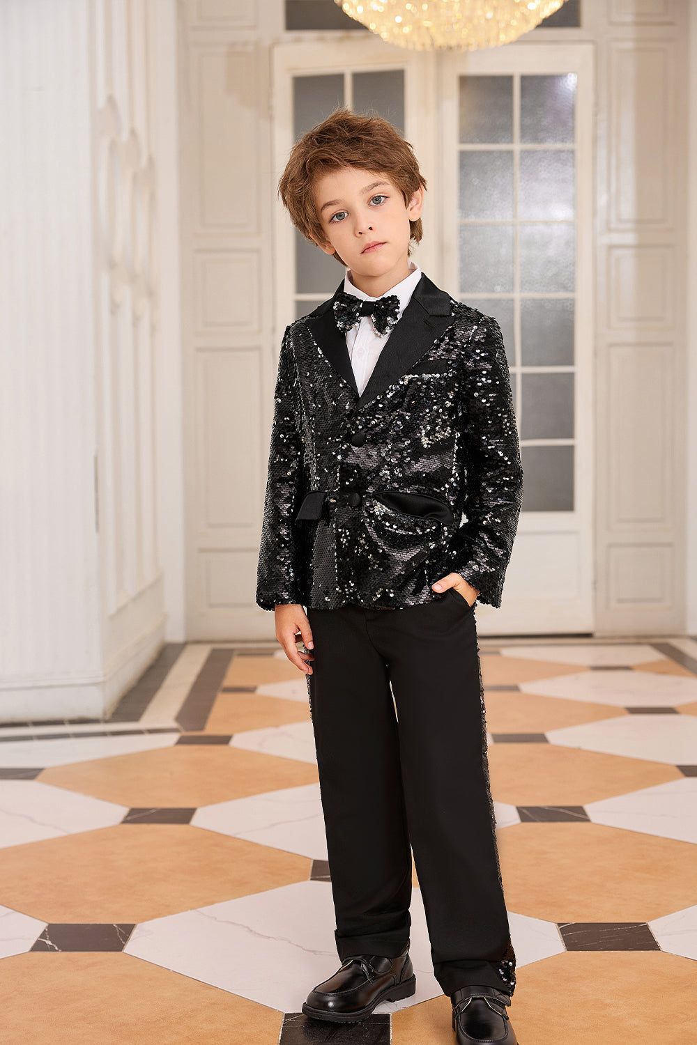 GK Boys Sequined Party Suits Kids Peak Lapel Two-Button Blazer Coat+Pants sold by Grace Karin product image thumbnail 2