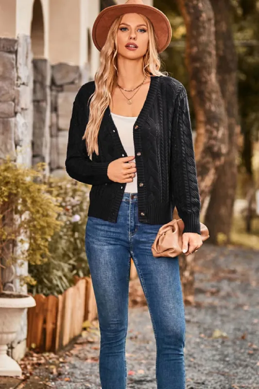 GK Women Cable Knitted Cardigan Long Sleeve V-Neck Button-up Sweater sold by Grace Karin