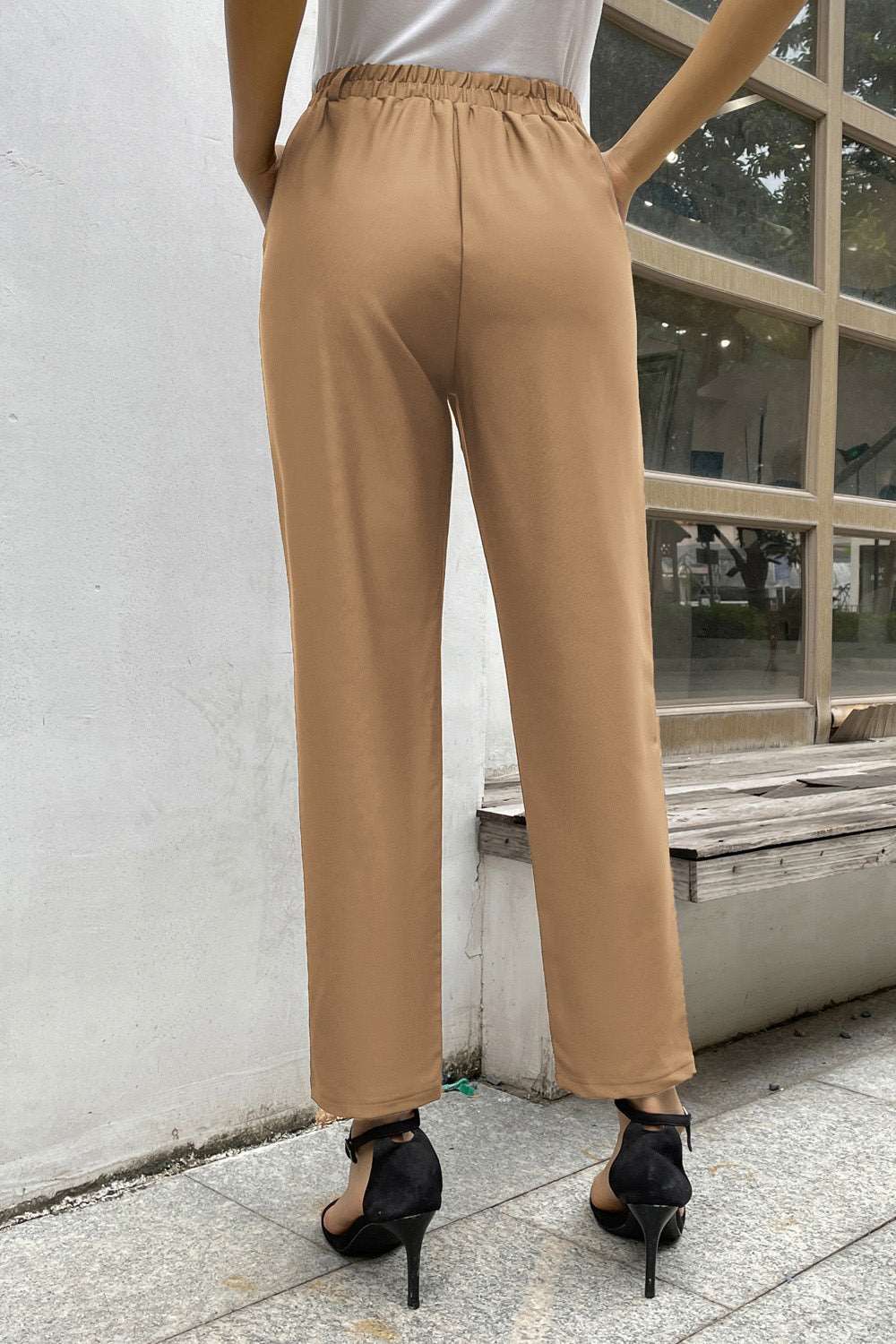 GRACE KARIN High Waist Ankle Pants OL Solid Color Elastic Waist Work Pants sold by Grace Karin product image thumbnail 3