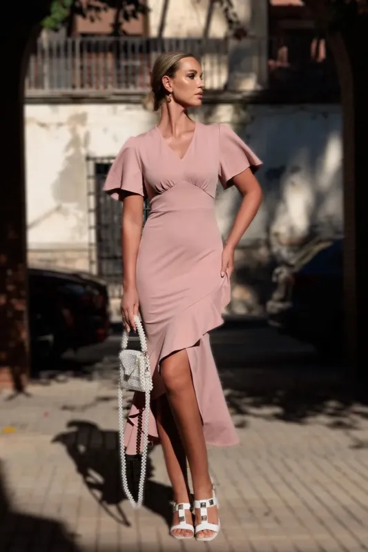 Ruffled V-Neck Cocktail Dress sold by Grace Karin