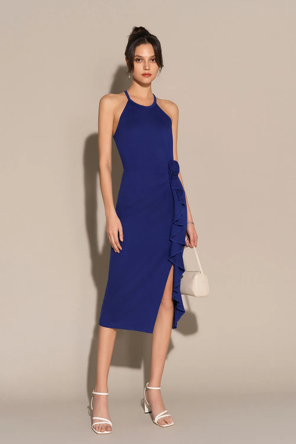 Ruffle & Flower Halter Bodycon Party Dress sold by Grace Karin product image thumbnail 2