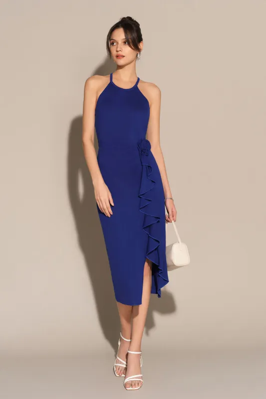 Ruffle & Flower Halter Bodycon Party Dress sold by Grace Karin