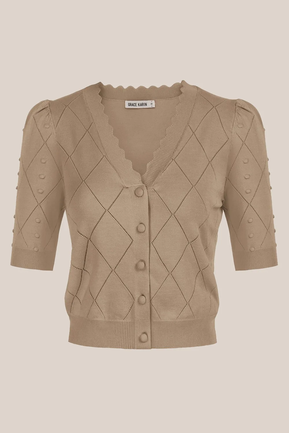 Ribbed Cuff Cardigan Button-up Knitwear - Brown sold by Grace Karin product image thumbnail 3