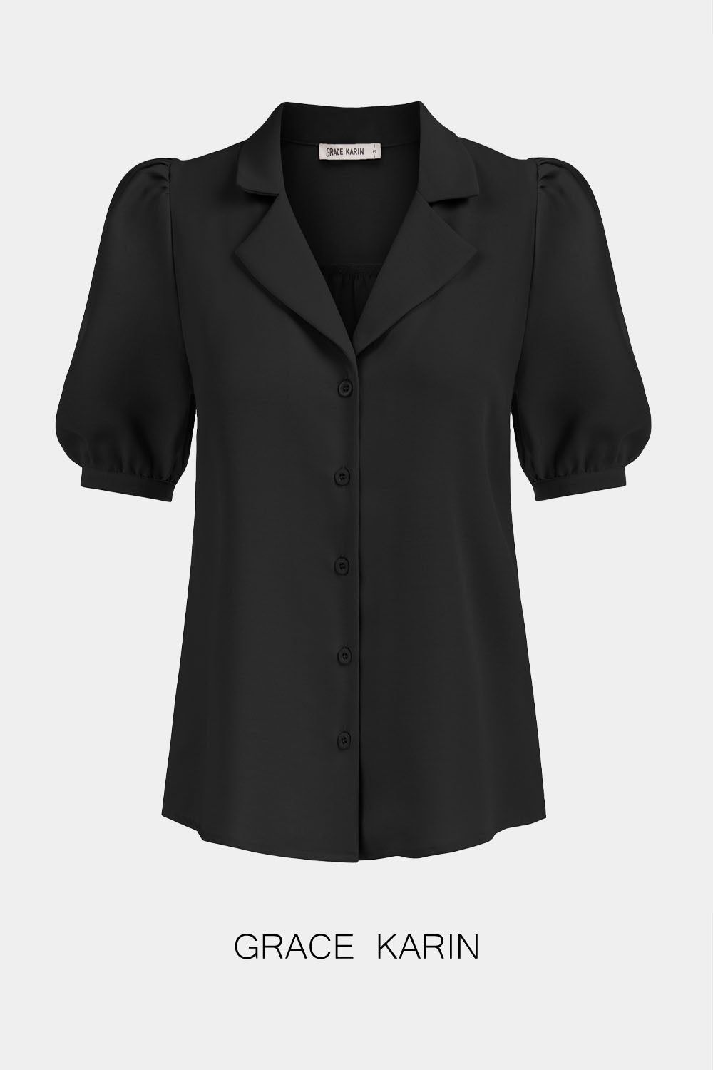 【$19.99 Flash Sale!】GRACE KARIN Puffed Sleeves Button Pleated Back Tops sold by Grace Karin