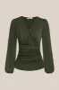 Ruched Long Lantern Sleeve Tops sold by Grace Karin
