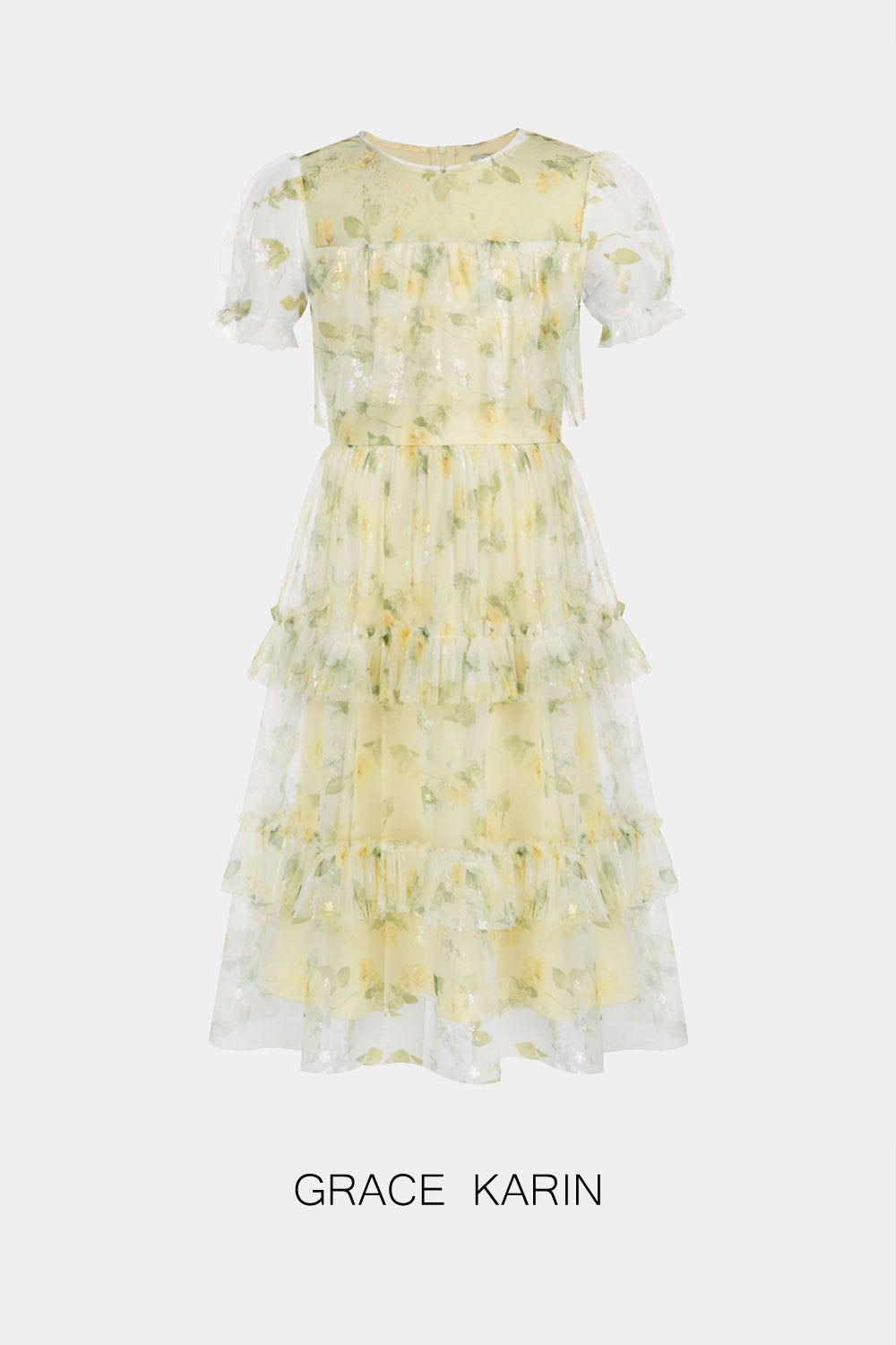 GRACE KARIN Kids Tulle Netting Crew Neck Tiered A-Line Dress sold by Grace Karin product image thumbnail 3