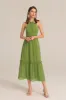 Ruched Halterneck Flared A-Line Dress - Green sold by Grace Karin