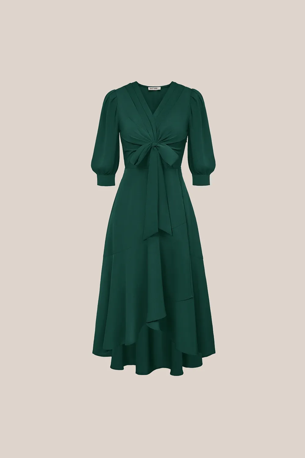 Bow-Knot Wrap Hem V-Neck 3/4 Sleeve Midi Dress - Green sold by Grace Karin product image thumbnail 4