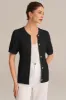 Hollowed-out Short Sleeve Crew Neck Button-up knitted Cardigan - Black sold by Grace Karin