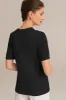 Hollowed-out Short Sleeve Crew Neck Button-up knitted Cardigan - Black sold by Grace Karin