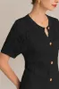Hollowed-out Short Sleeve Crew Neck Button-up knitted Cardigan - Black sold by Grace Karin