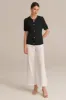 Hollowed-out Short Sleeve Crew Neck Button-up knitted Cardigan - Black sold by Grace Karin