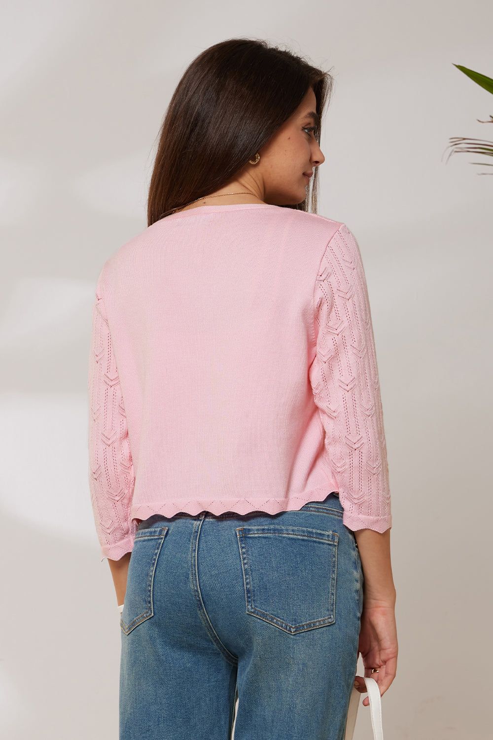 GRACE KARIN Hollowed-out Textured Cropped Knitwear Cardigan Sweater sold by Grace Karin product image thumbnail 4