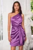 Satin One Shoulder Tie Waist Party Mini Dresses sold by Grace Karin