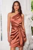 Satin One Shoulder Tie Waist Party Mini Dresses sold by Grace Karin