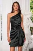 Satin One Shoulder Tie Waist Party Mini Dresses sold by Grace Karin