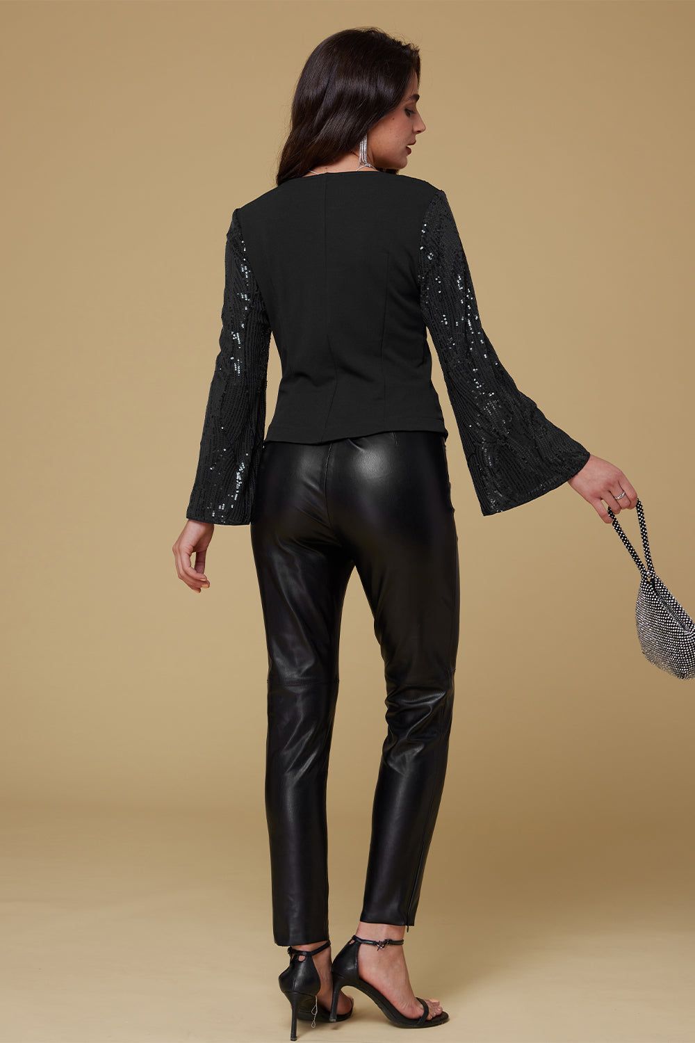 GK Women Sequin Patchwork Tops Long Sleeve Square Neck Curved Hem Party Tops sold by Grace Karin product image thumbnail 5