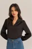 Satin Silk Blouse Loose Fit Comfy Tops - Black sold by Grace Karin