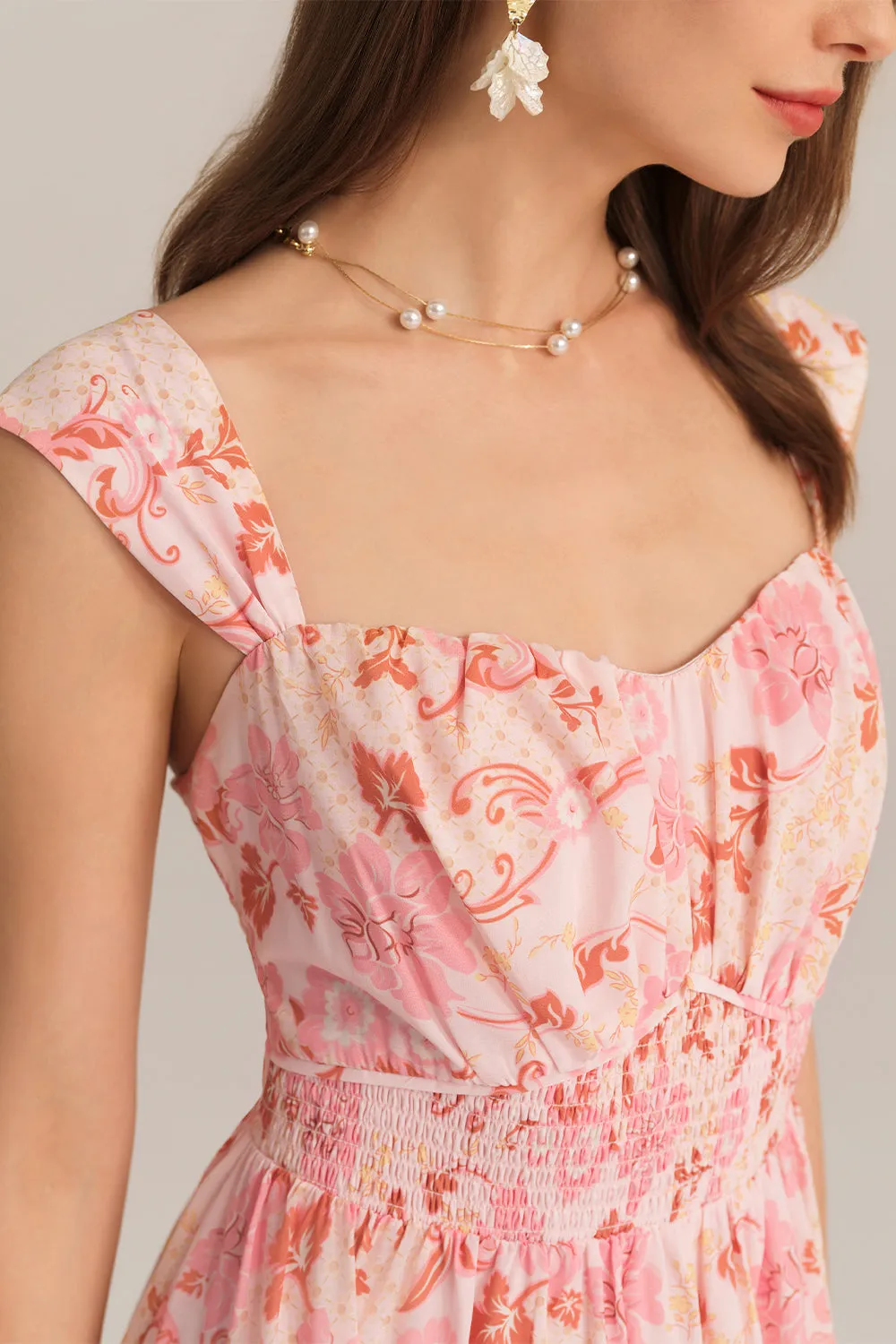 Front Slit Off Shoulder Elastic Waist Flared Dress - Pink sold by Grace Karin product image thumbnail 2