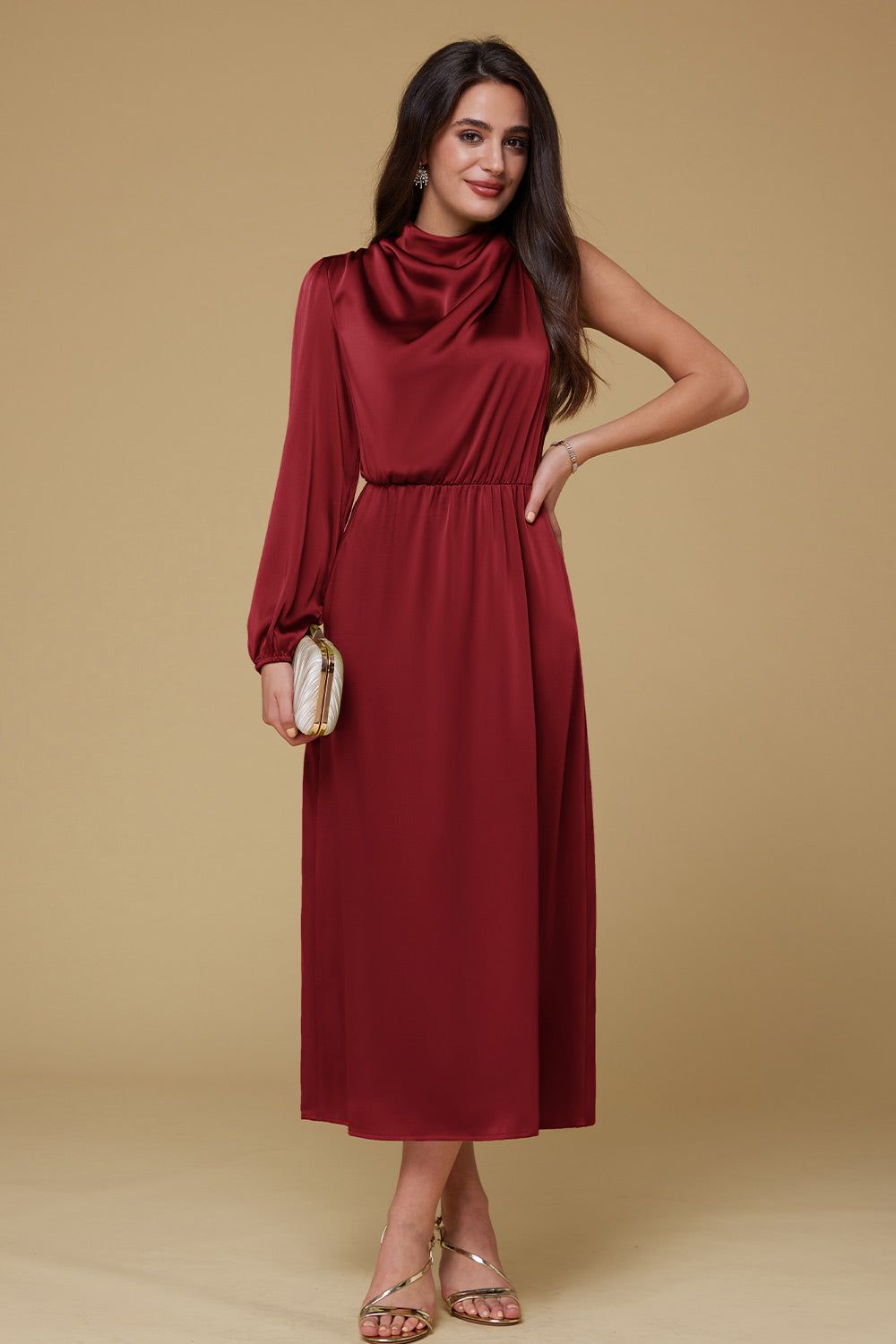 GK Women Single Sleeve Party Dress Long Sleeve Elastic Waist Straight Dress sold by Grace Karin product image thumbnail 9