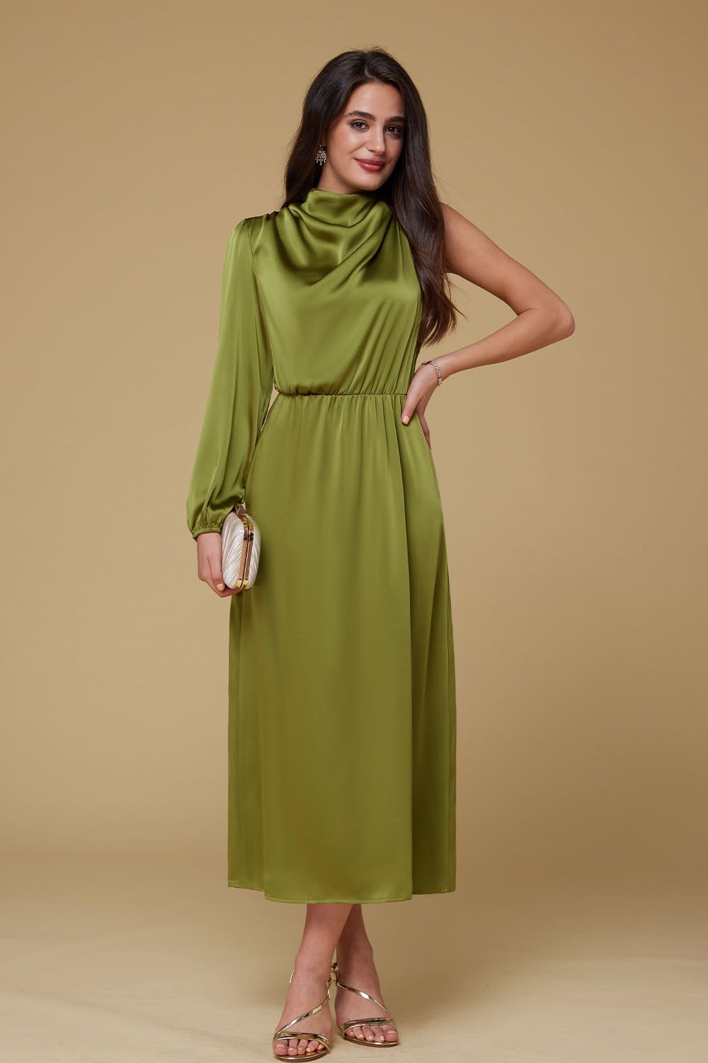 GK Women Single Sleeve Party Dress Long Sleeve Elastic Waist Straight Dress sold by Grace Karin product image thumbnail 3