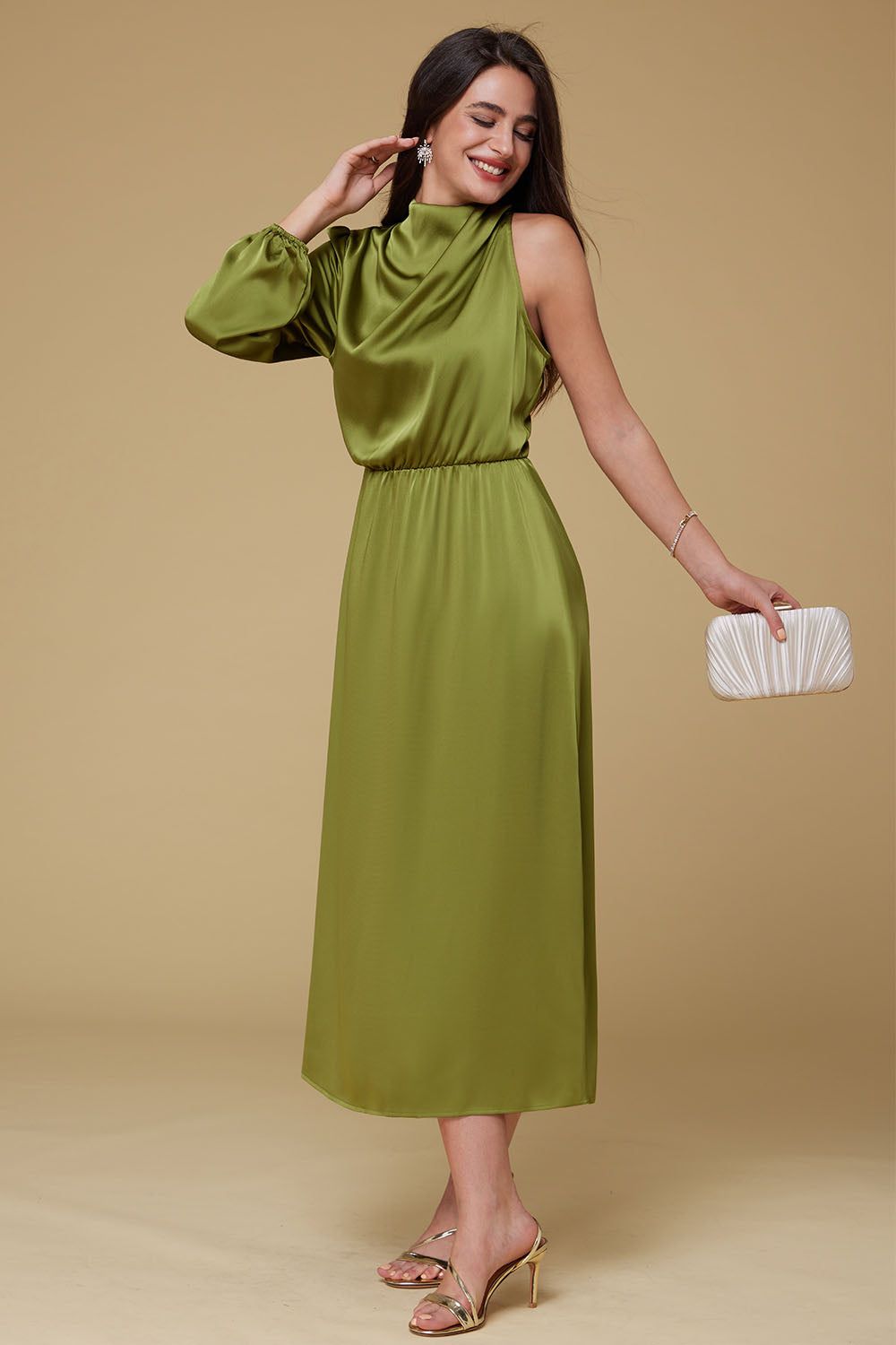 GK Women Single Sleeve Party Dress Long Sleeve Elastic Waist Straight Dress sold by Grace Karin product image thumbnail 2