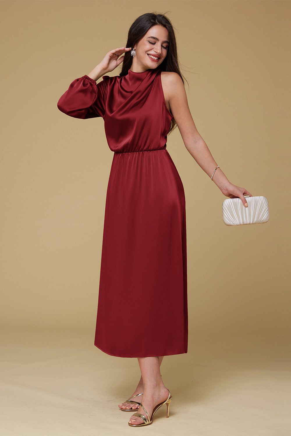 GK Women Single Sleeve Party Dress Long Sleeve Elastic Waist Straight Dress sold by Grace Karin product image thumbnail 10