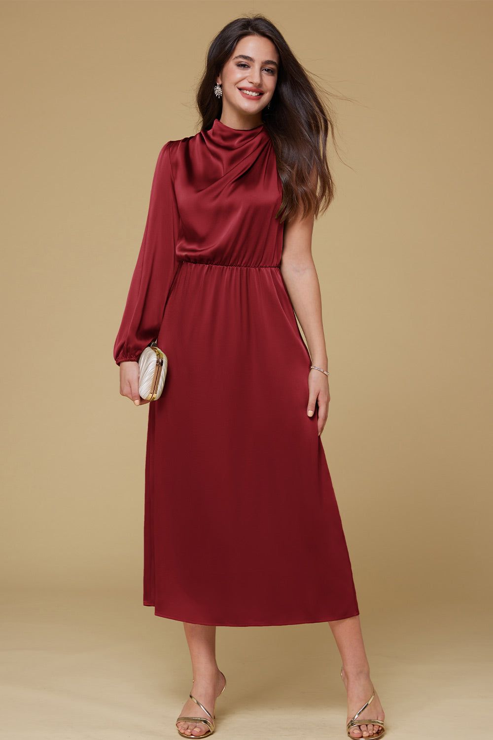 GK Women Single Sleeve Party Dress Long Sleeve Elastic Waist Straight Dress sold by Grace Karin product image thumbnail 8