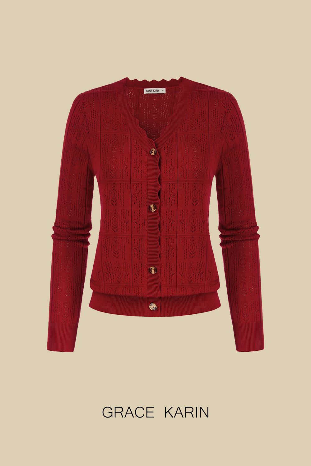 GRACE KARIN Hollowed-out Textured Knitwear Shirts sold by Grace Karin product image thumbnail 3