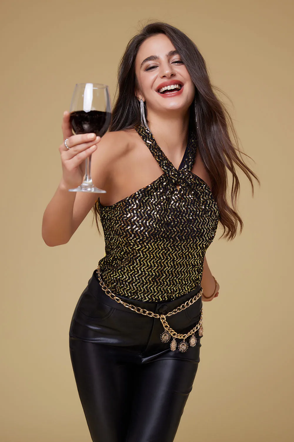 GRACE KARIN Halterneck Keyhole Front Sequined Tops sold by Grace Karin product image thumbnail 4