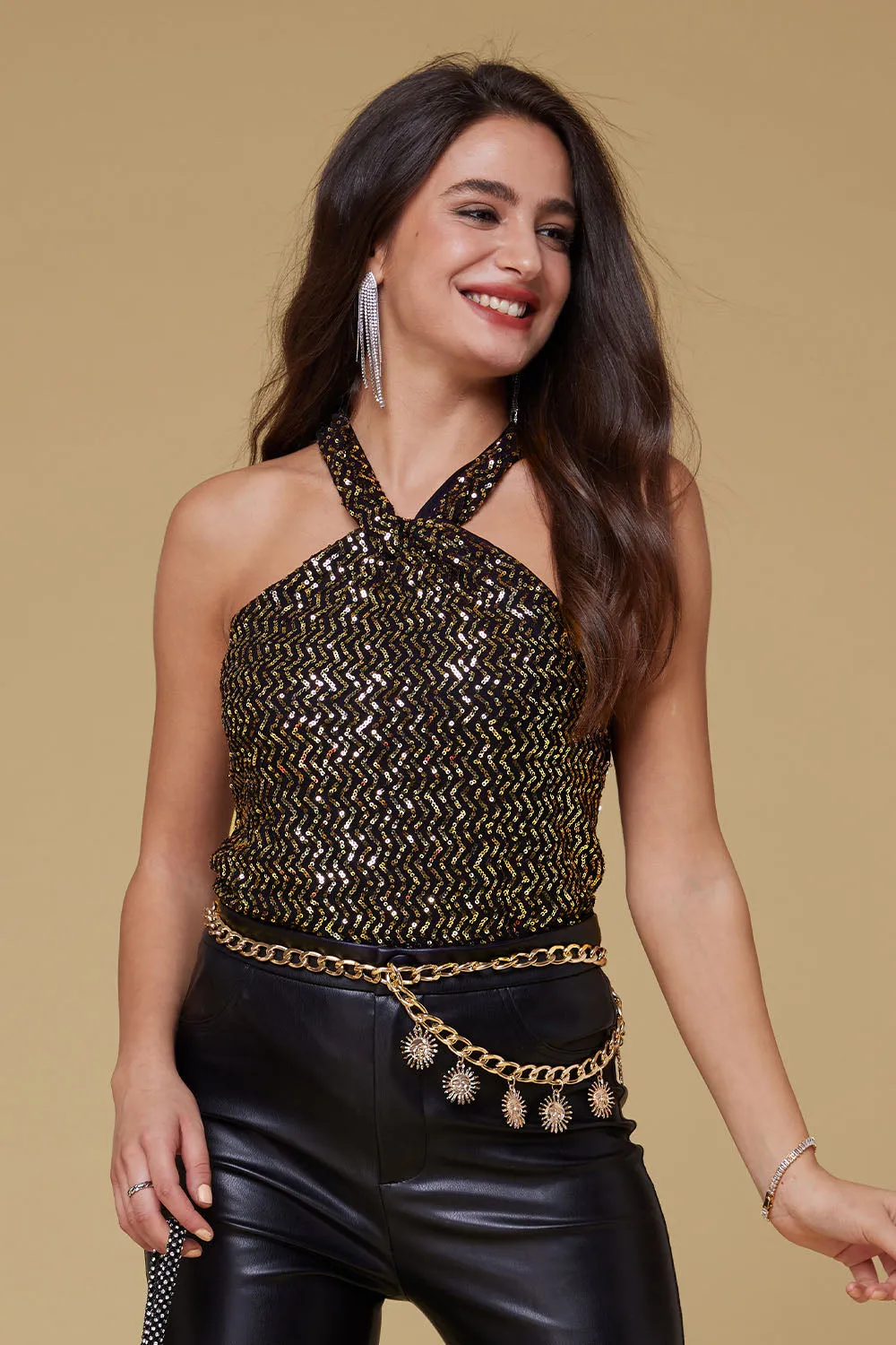 GRACE KARIN Halterneck Keyhole Front Sequined Tops sold by Grace Karin product image thumbnail 3