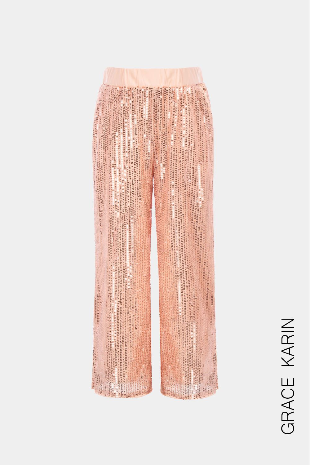 GRACE KARIN Kids Sequined Pants Little Girls Elastic High Waist Slit Leg Opening Pants sold by Grace Karin
