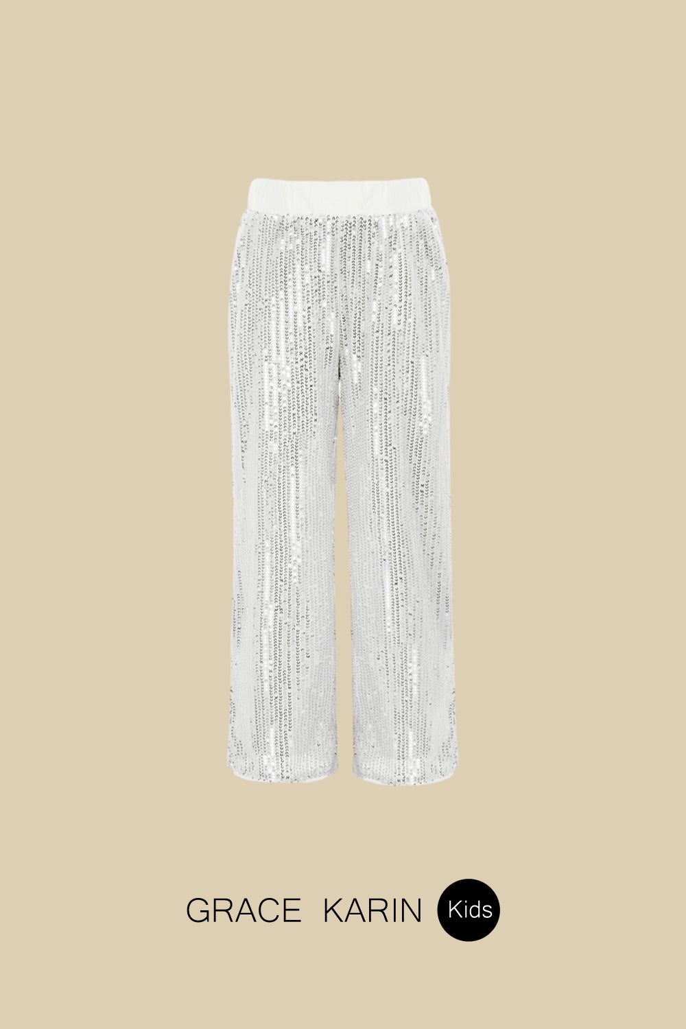 GRACE KARIN Kids Sequined Pants Little Girls Elastic High Waist Slit Leg Opening Pants sold by Grace Karin product image thumbnail 5