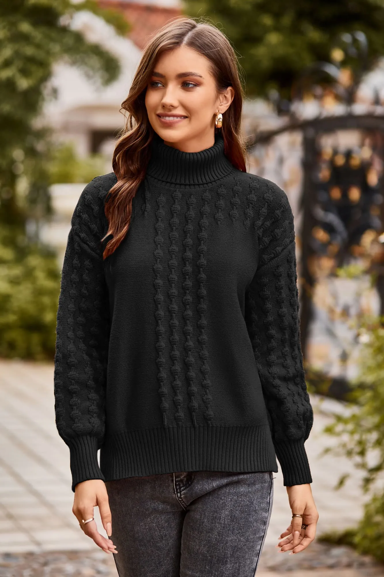 GRACE KARIN Side Slit Turtleneck High-Low Pullover Sweater sold by Grace Karin product image thumbnail 2