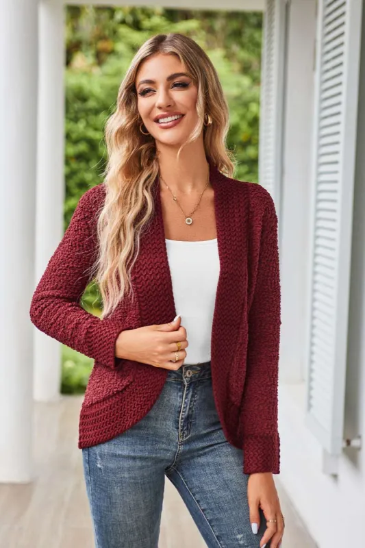 GK Women Contrast Fabric Cardigan Long Sleeve Open Front Irregular Hem Sweater sold by Grace Karin