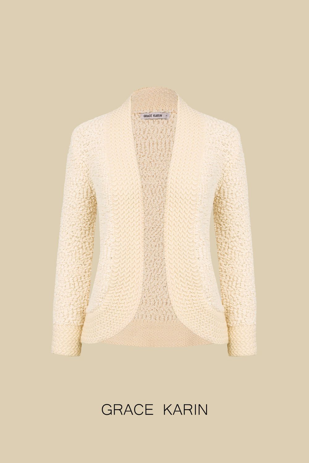 GK Women Contrast Fabric Cardigan Long Sleeve Open Front Irregular Hem Sweater sold by Grace Karin product image thumbnail 7