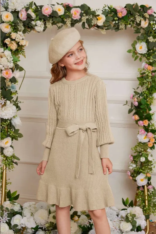 GRACE KAEIN Kids Mermaid Hem Crew Neck Knitted Sweater Dress sold by Grace Karin